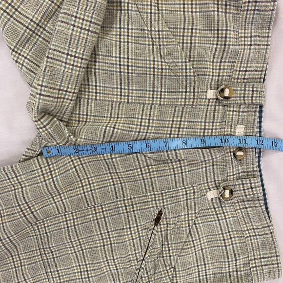 Brown Sound Plaid Linen Shorts Men's Size 32 Zip Pockets Summer - Picture 10 of 13